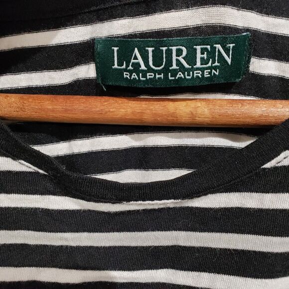 Lauren Ralph Lauren Womens Striped Short Sleeve Shoulder Detail Large READ - Picture 3 of 6
